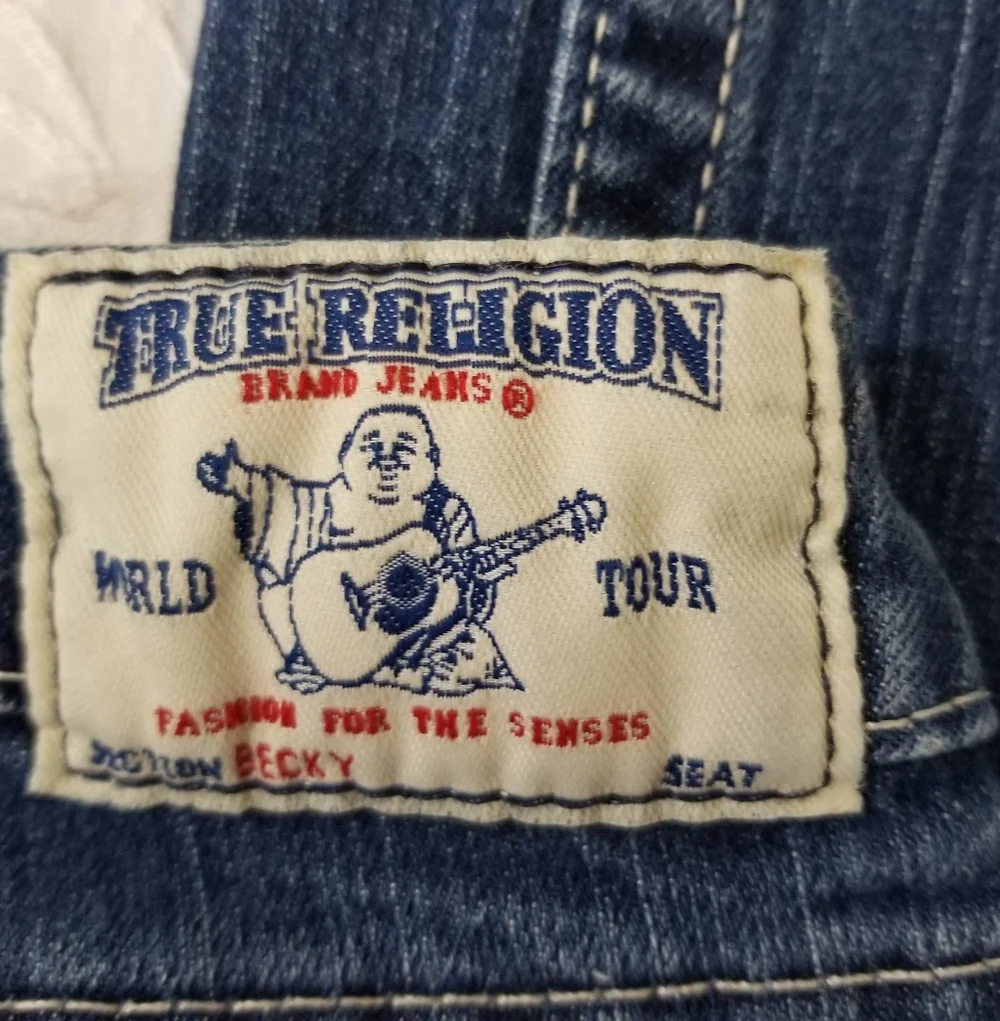 TRUE RELIGION Becky Sz 29 jeans crystal bling Jeans made in USA  flap Pocket Y2k - Picture 3 of 16